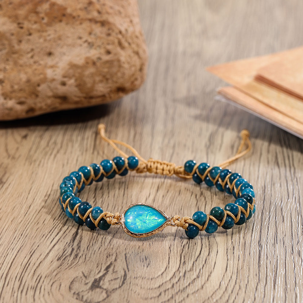 Grenzüberschreitendes Natursteinarmband Wassertropfenform Saphir Paar geflochtenes Armband