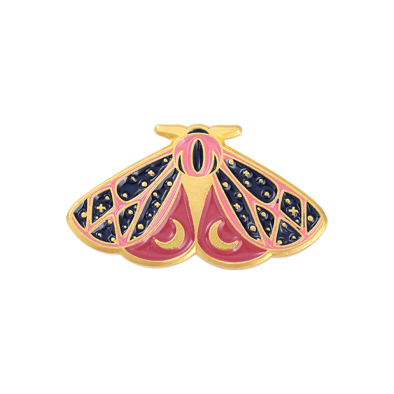 Broche de mujer de esmalte vintage con estrella y luna, insignia dorada, joyería de animales