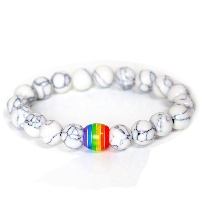 Regenbogen Perlenarmband Stolz Naturstein Strang Paar Armbänder