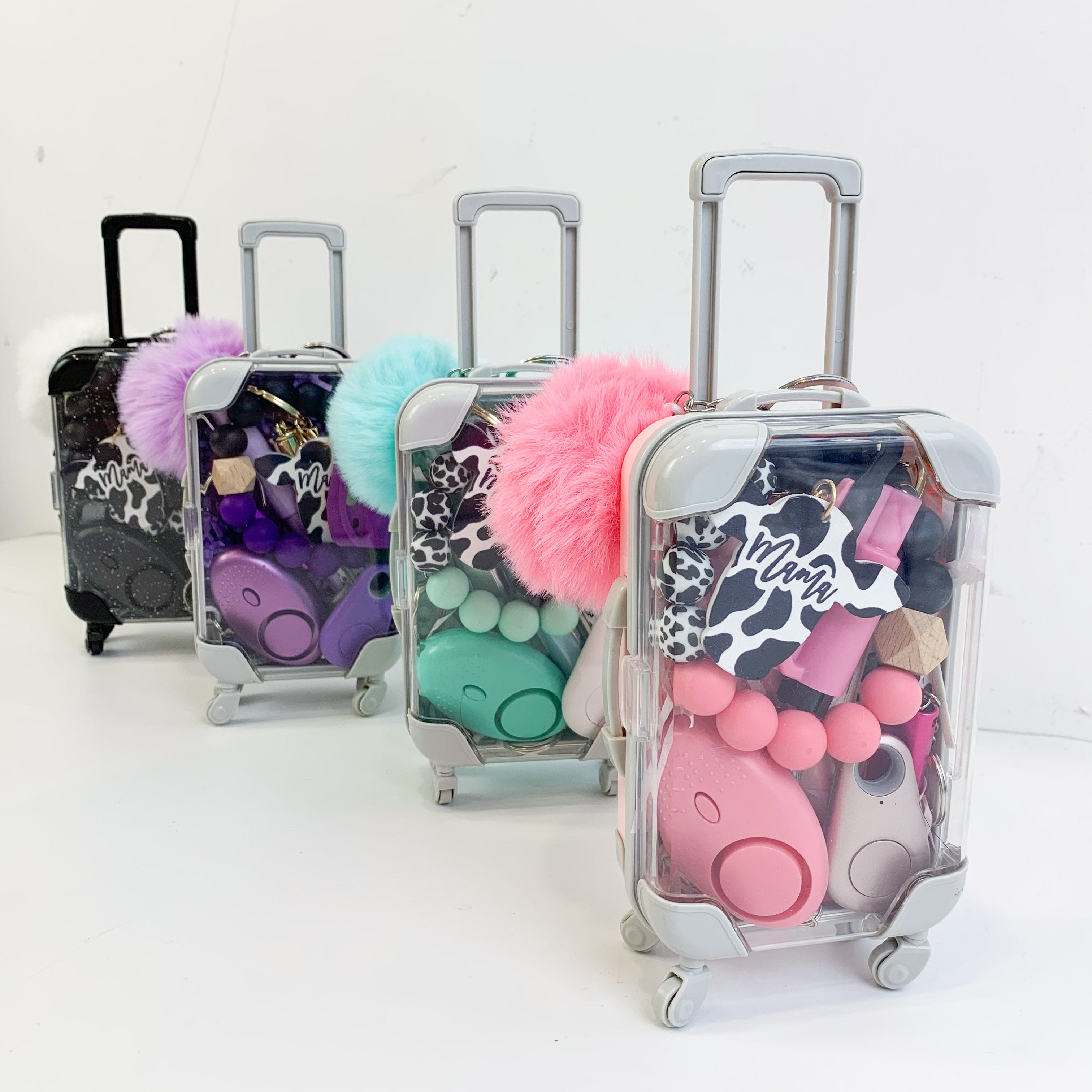 Mini maleta de juguete - Llavero con estampado de vaca