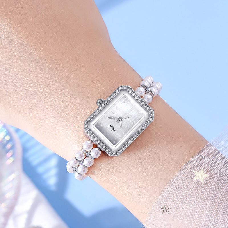 Reloj de Cuarzo Creativo con Perlas de Concha para Mujer