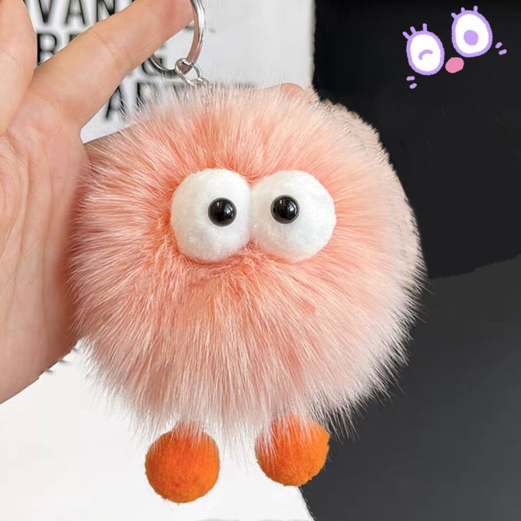 Colgante de llavero para coche de piel de zorro pequeño con forma de briqueta