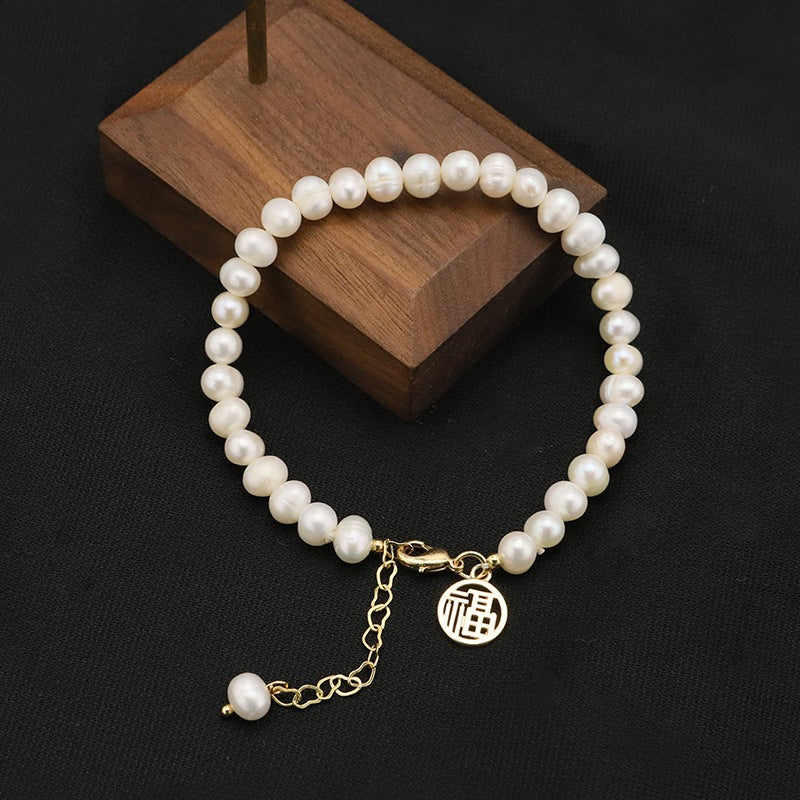 Armband mit Naturperlen im Retro-Stil für Damen