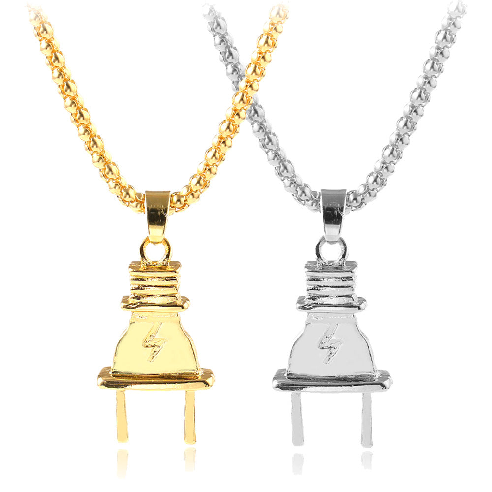 Creative Personality Alloy Lightning Plug Pendant Necklace