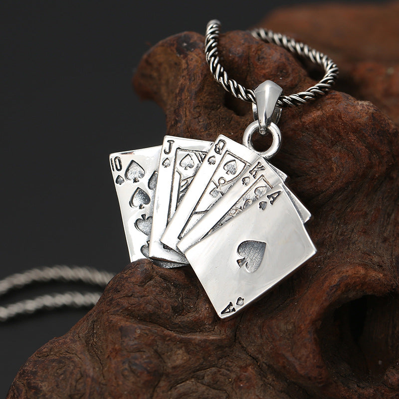 S925 Sterling-Silber-Anhänger Schmuck Modisch All-Match Kreativer Flush Poker