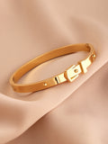 Pulsera de acero inoxidable con hebilla de acero de titanio y diamantes incrustados para mujer