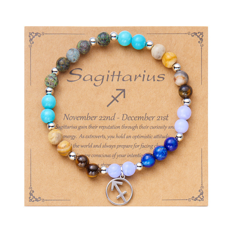 Pulsera de amatista con cuentas y doce constelaciones