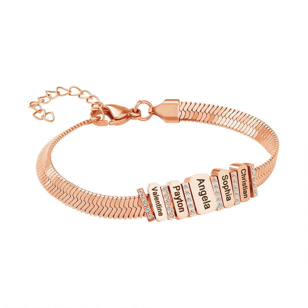 Pulsera con nombres personalizados Pulsera de acero inoxidable Pulsera personalizada Regalo de joyas para madre padre novia novio