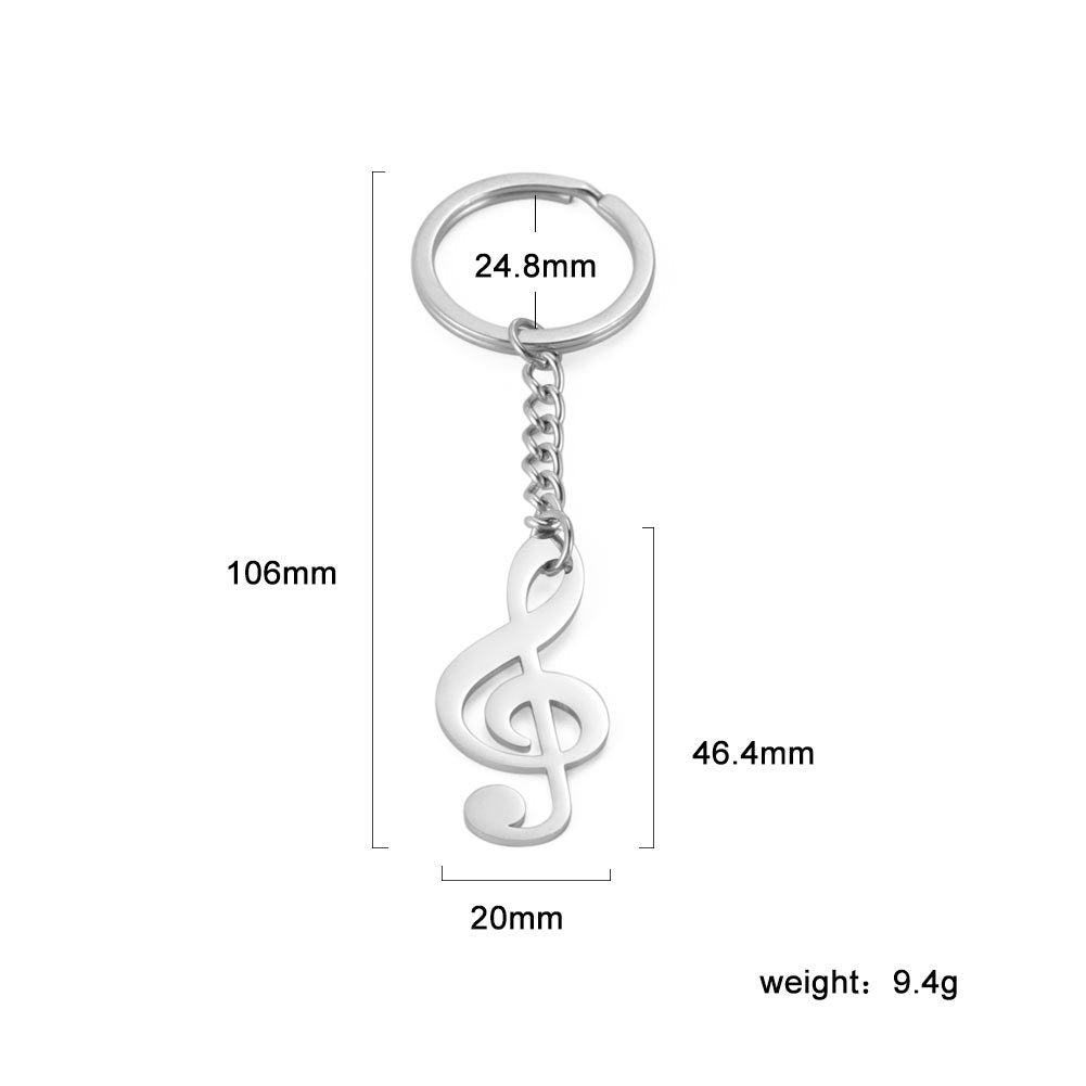 Llavero de acero inoxidable con colgante de nota musical para estudiantes de música, diseño versátil y amor por la música