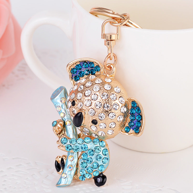 Llavero de koala con diamantes de imitación, colgante de metal con forma de animal, adorno para bolso, regalos