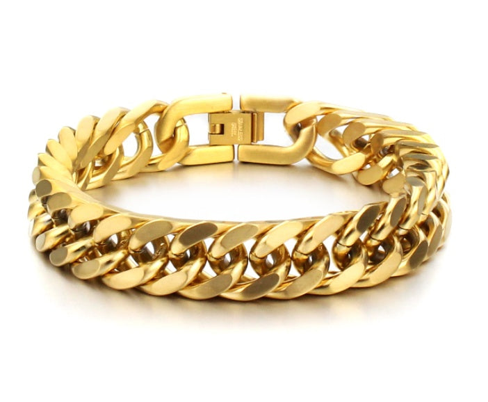 Pulsera de doble hebilla de acero de titanio