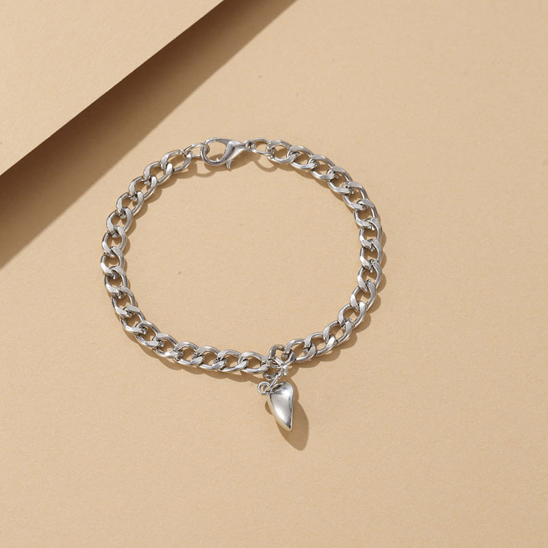 Magnetisches Edelstahl Herz Charm Paar Armband