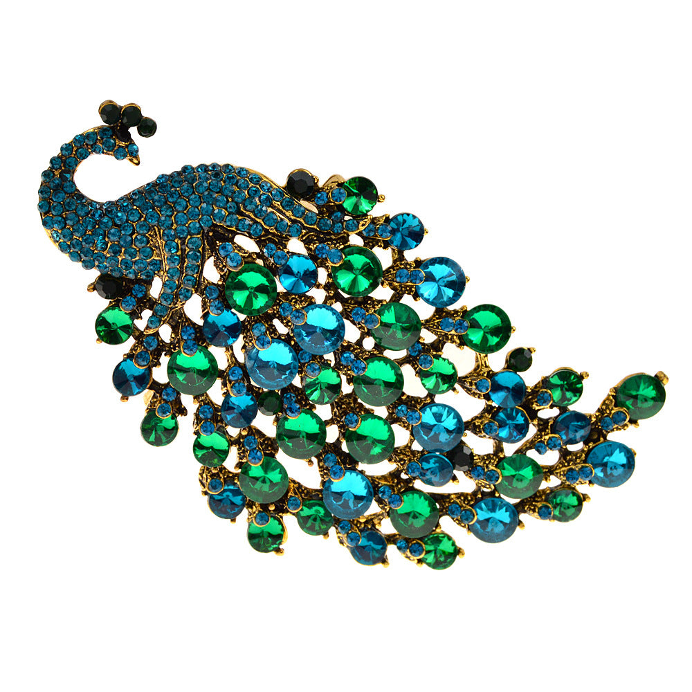 Broche Metálico de Pavo Real Colorido para Mujer