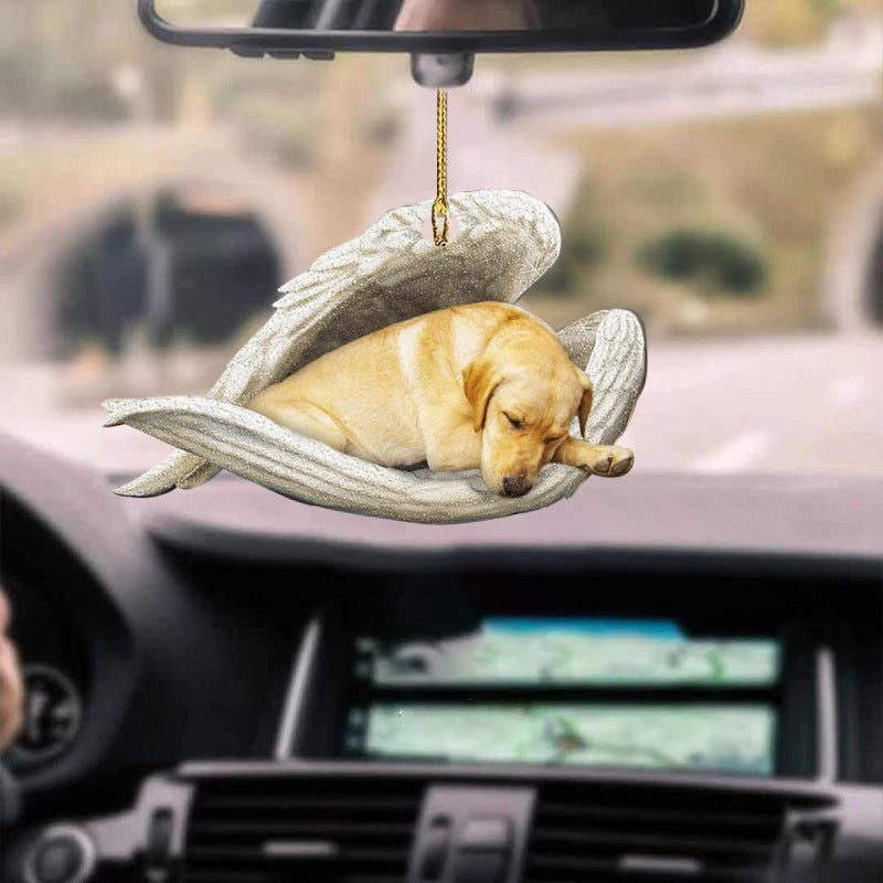 Colgante de coche perro durmiente ángel decoración del hogar acrílico exhibición colgante adornos para puertas