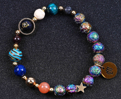 Pulseras de las Doce Constelaciones de Roca Volcánica Colorida de San Azul