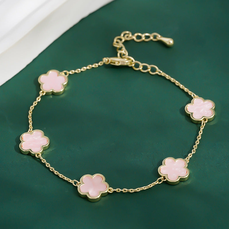 Echt vergoldetes Fünf-Blüten-Armband für Frauen
