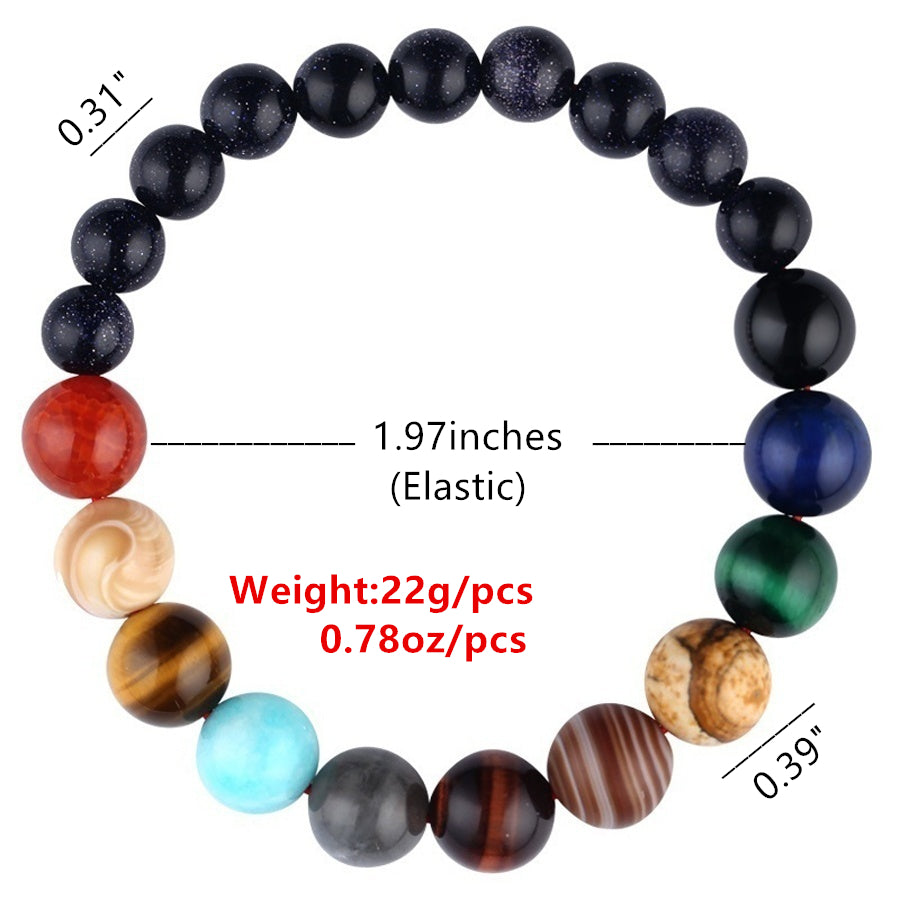 Nueva pulsera de cuentas de ocho planetas de moda para hombres, pulsera cósmica de yoga Chakra Solar de piedra natural, pulsera de joyería hecha a mano de piedras naturales bohemias