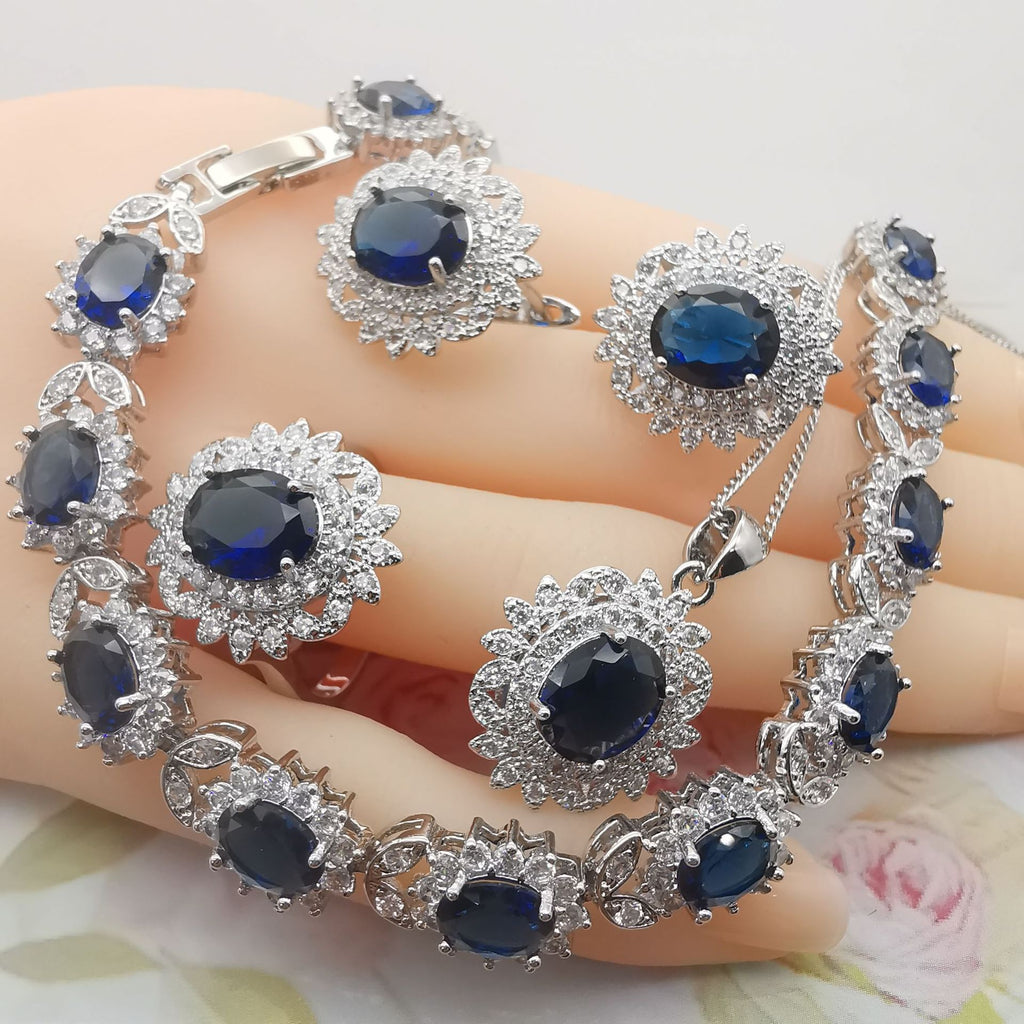 Vierteiliges Schmuckset Luxuriöses Temperament Granatrot
