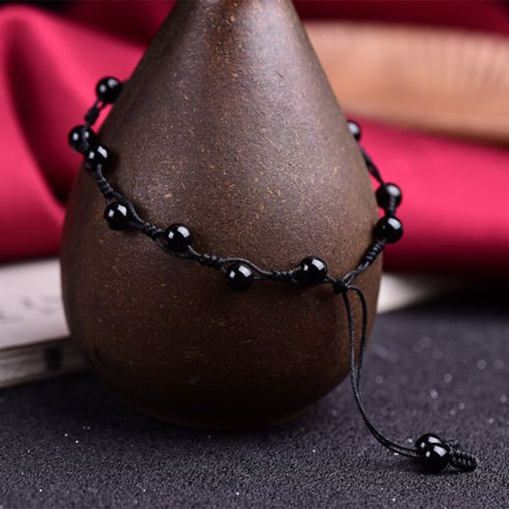 Hand-woven Natural Obsidian Anklet Protect Hope Anklet
