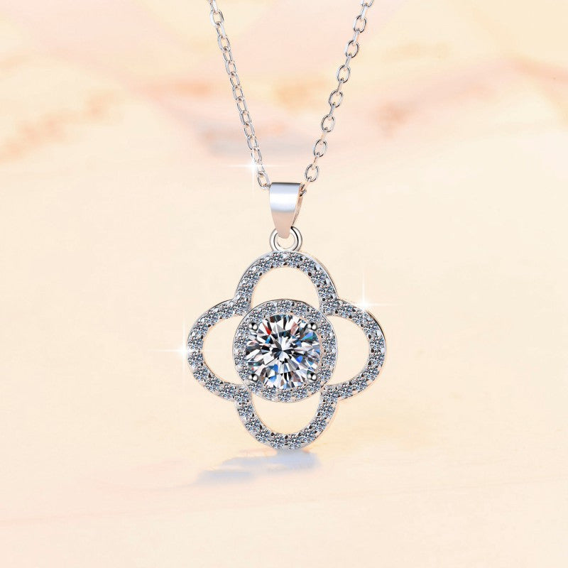 Damenmode Sterlingsilber Moissanit-Anhänger Halskette