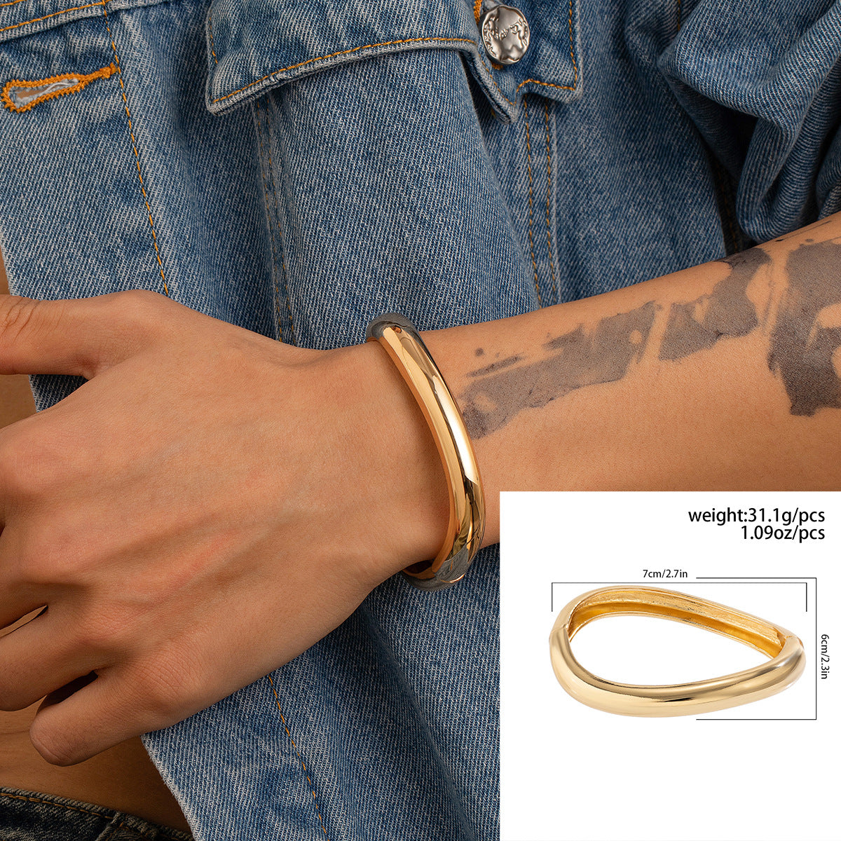 Metal Bracelet Men's Hip Hop Fashion Personality Bright Opening Irregular