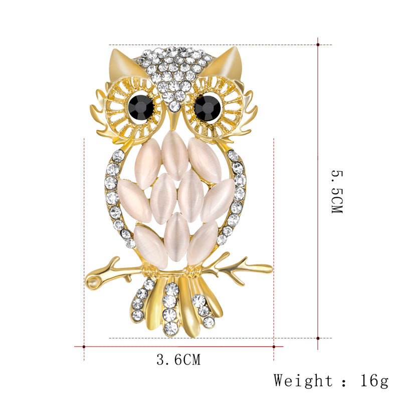 Brosche Schmuck Großhandel Traum Eule Kristall Opal Brosche Korsage