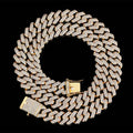 Collar cubano de doble fila con zircones en forma de diamante