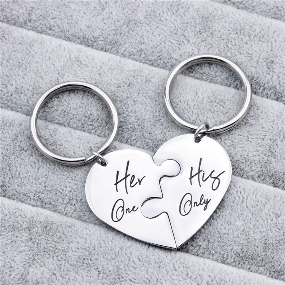 Collar de letras de moda, acero inoxidable, corazón de durazno
