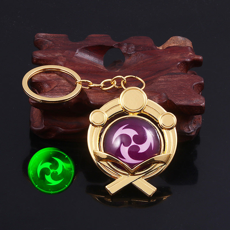 Llavero luminoso de cristal de doble cara de Genshin Impact