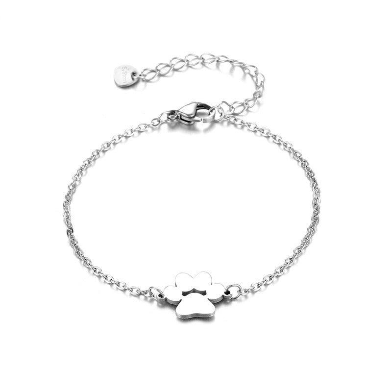 Joyas populares para mujer con huella de perro, pulsera con huella de perro o gato de acero inoxidable, accesorios de pulsera de acero de titanio