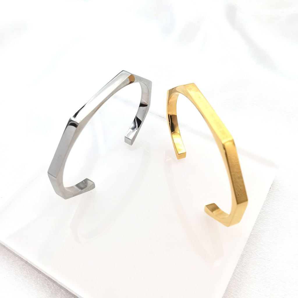 Diamond Hexagonal Smooth Opening Bracelet