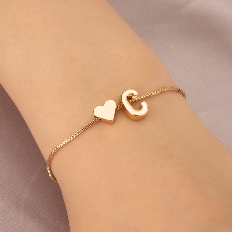 Bracelet Heart-shaped English Letters