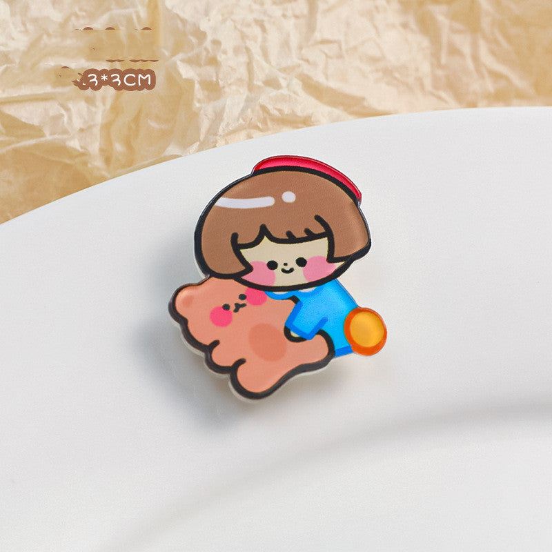 Cartoon Acryl Brosche Süße Dekorative Accessoires