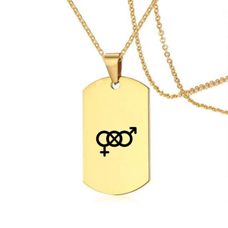 Edelstahl LGBT ID Halskette Schmuck Gravieren Gay Lesbian Transgender Symbol Hundemarken Halsketten für Männer Frauen