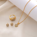 Diamant-Geometrisches-Halskette-Ring-Ohrringe-3-teiliges Set