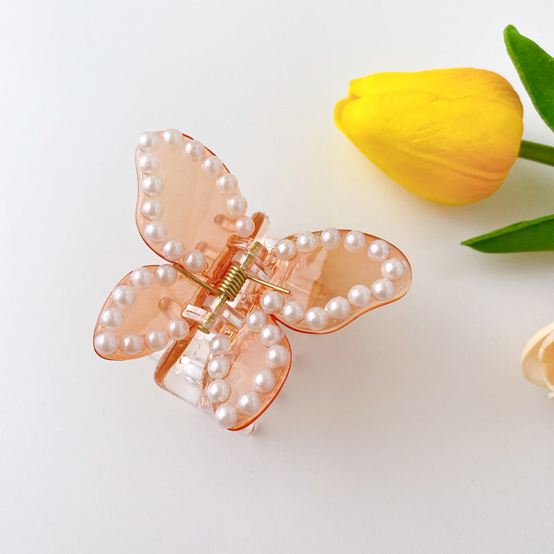 Mittelgroße Schmetterlingsform Perlmutt Fancy Pearl Jelly Palette Haarspange