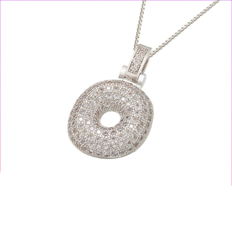 Schlüsselbeinkette Kupfer Mikro-intarsierte Zirkon 26 Buchstaben-Anhänger-Halskette für Frauen Geburtstag Schmuck Geschenke