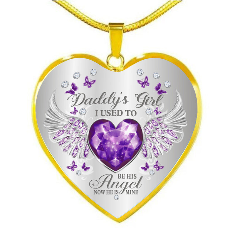 Collar de epoxy con colgante de corazón y alas de ángel con piedra de nacimiento de 12 colores