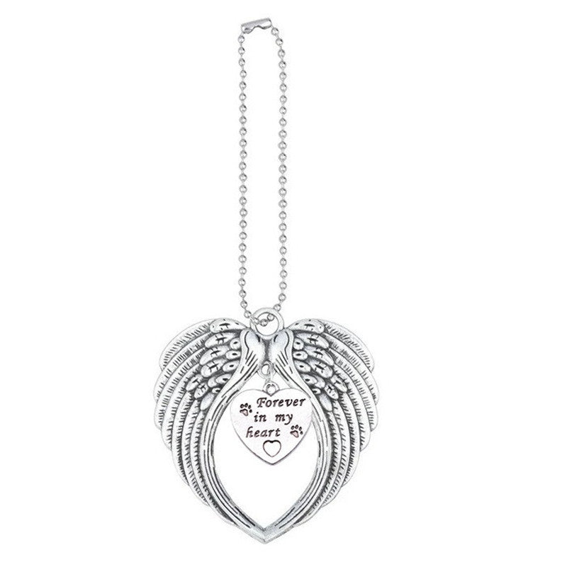Forever In My Heart Pet Commemorative Wings Car Rearview Mirror Christmas Tree Pendant