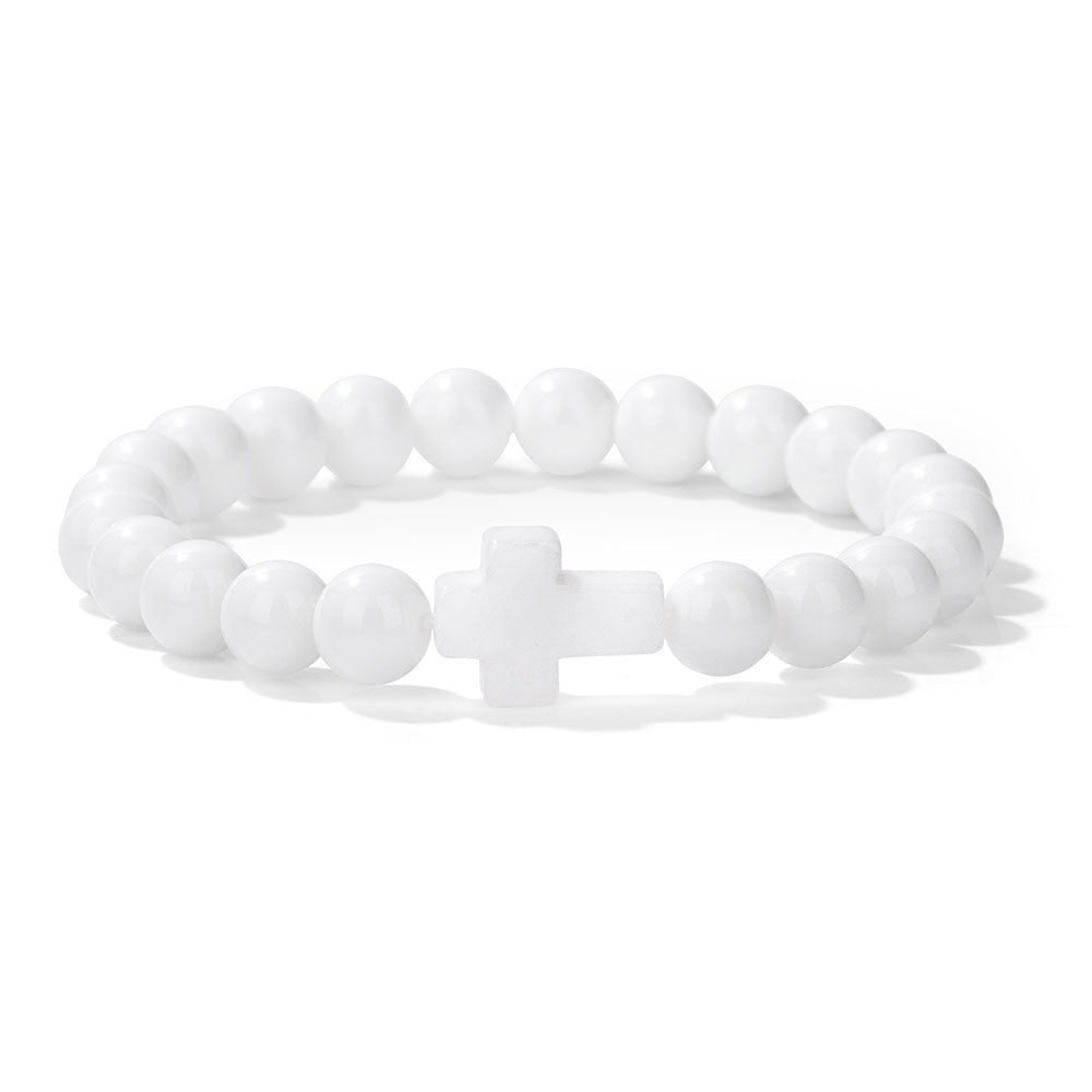 Stone Bead Cross Bracelet Women's Simple Retro
