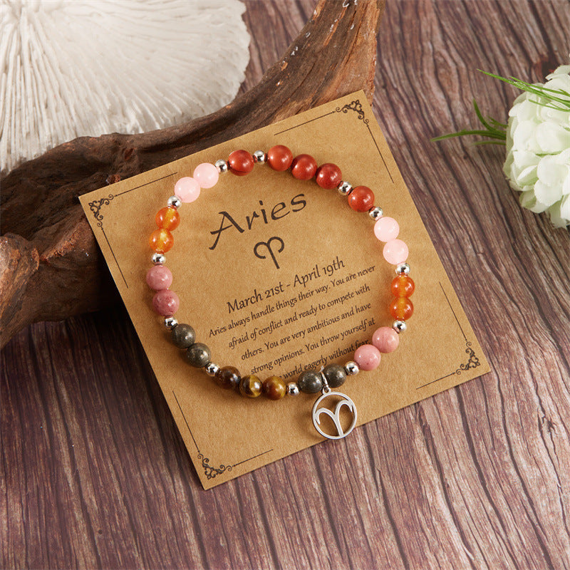 Pulsera de amatista con cuentas y doce constelaciones