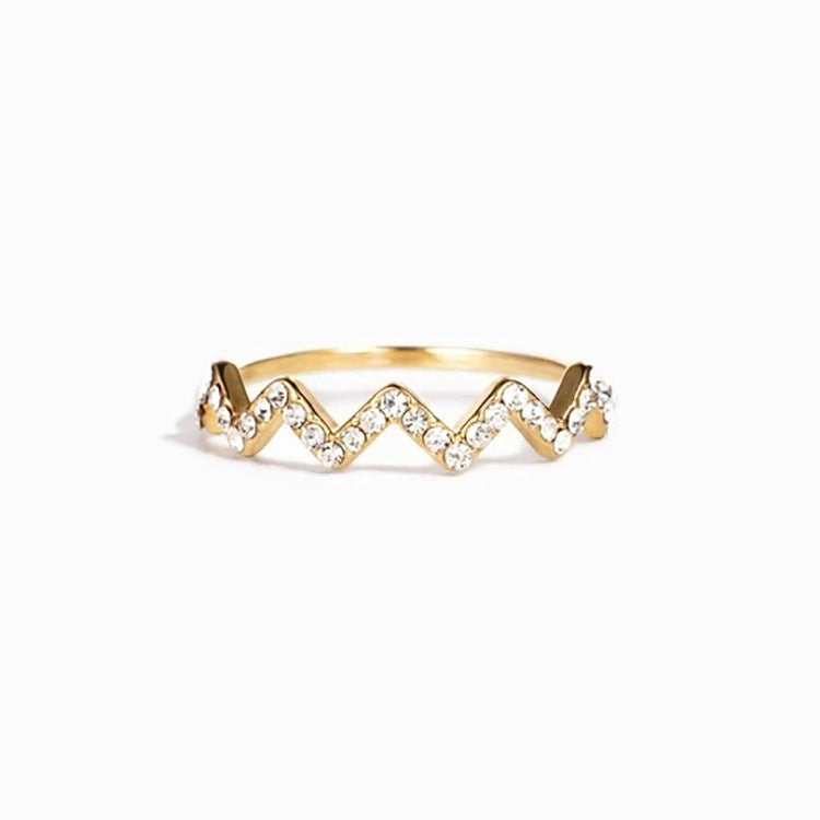 Wellenmuster Zirkon eingelegter Ring Verstellbarer Öffnungsring Wellenmuster Ring An meine Tochter Höhen und Tiefen Ring Wellenförmiger Zickzack-Ring Geschenk