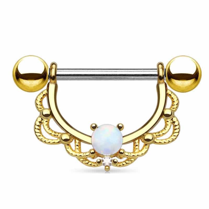 Anillo Colgante de Pecho con Diamantes de Aleación en Forma de U de Acero Inoxidable