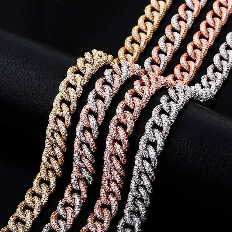 Collar de hombre de Hip Hop con cadena cubana, hebilla de joyería Big Box y circonitas completas