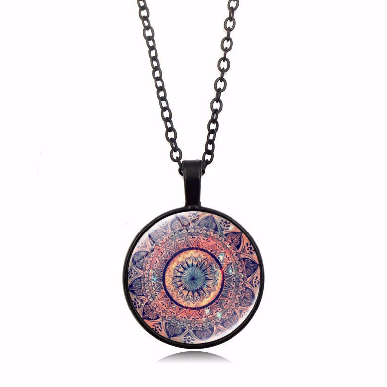 Yoga Mandala Blume Zeit Edelstein Halskette