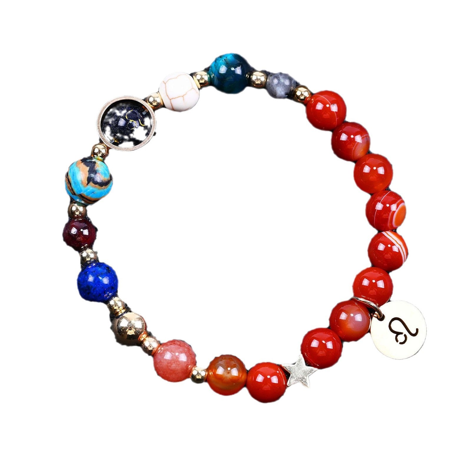 Twelve Constellation Blue San Constellation Bracelet 8mm Agate