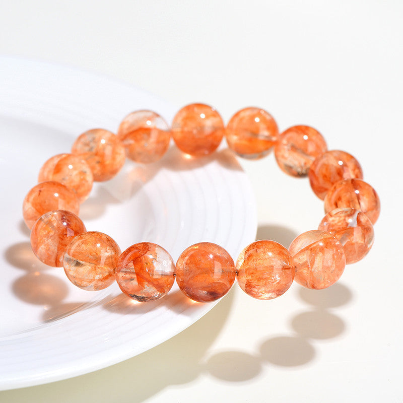 Natural 7A Grade Citrofortunella Microcarpa Red Sealant Flower Ball Bracelet