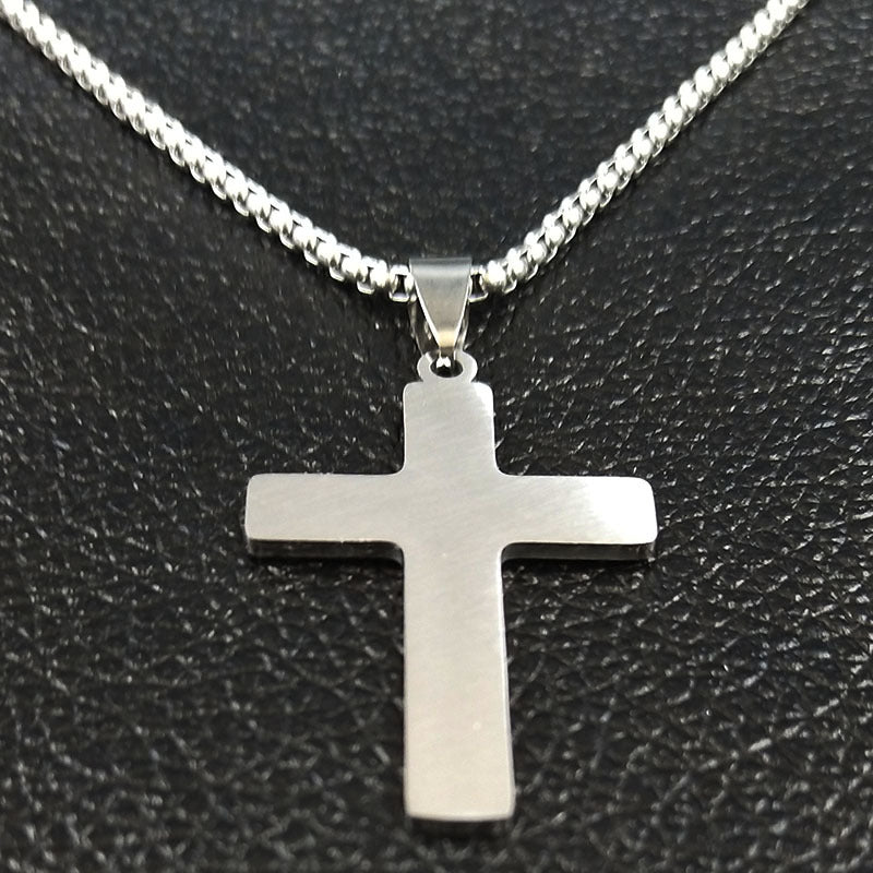 Popular Titanium Steel Cross Pendant Snake Bones Chain Necklace