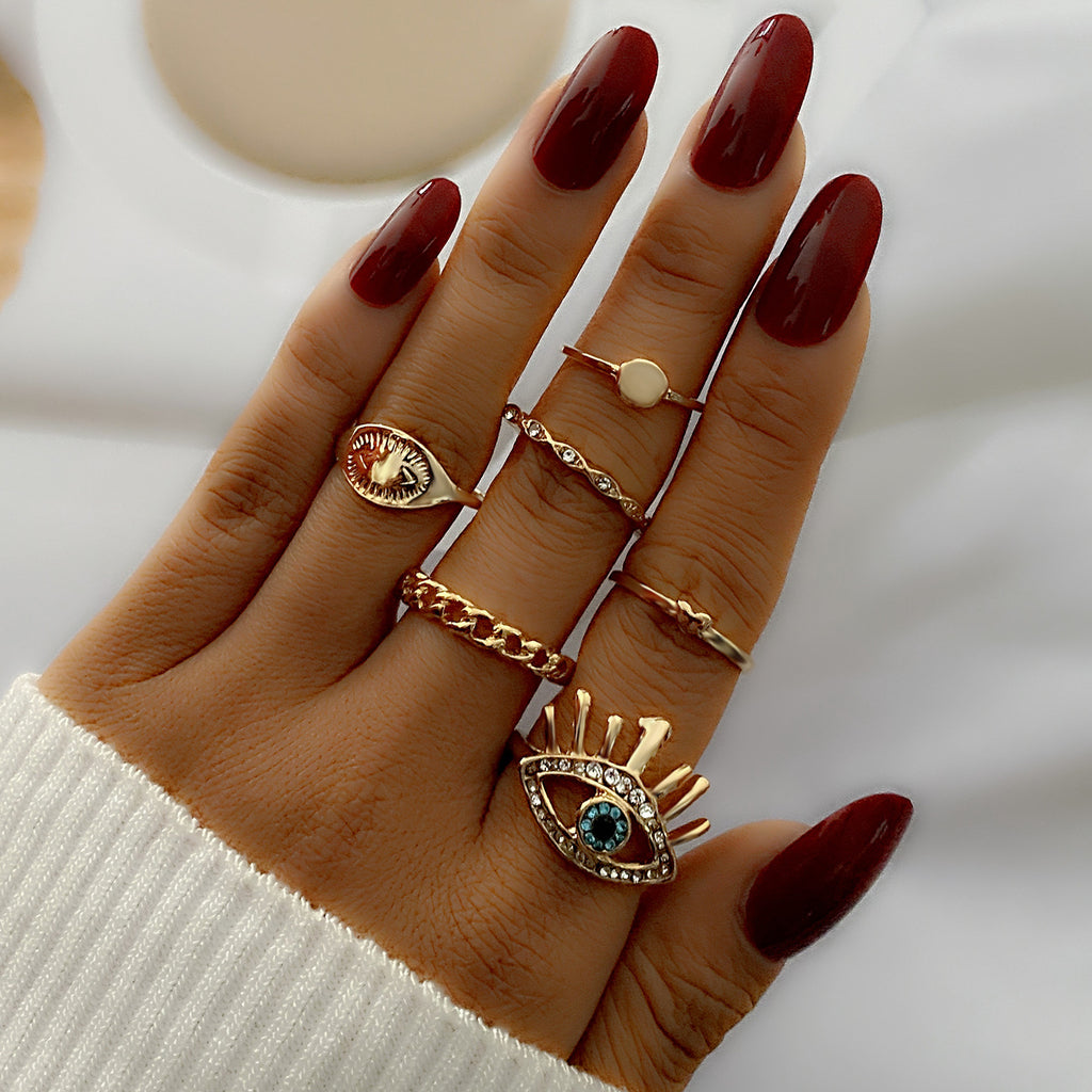 RingeEuropäischer und amerikanischer Retro-Ring "New Eye Love", 6-teiliges Set