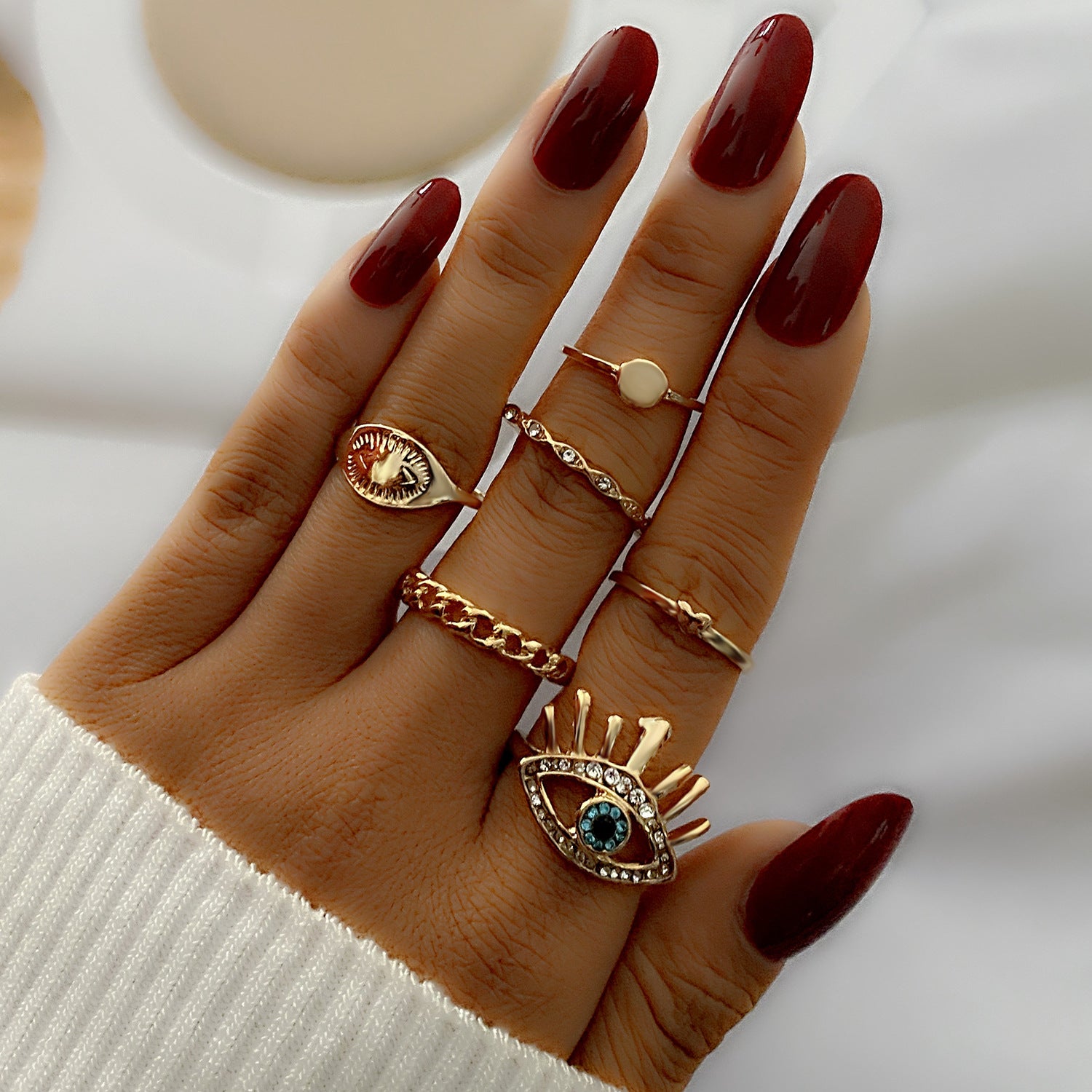 RingeEuropäischer und amerikanischer Retro-Ring "New Eye Love", 6-teiliges Set